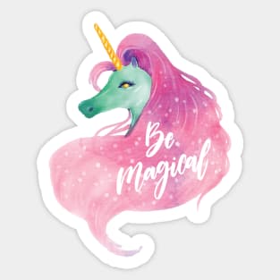 Be Magical Unicorn with Pink Mane Sticker